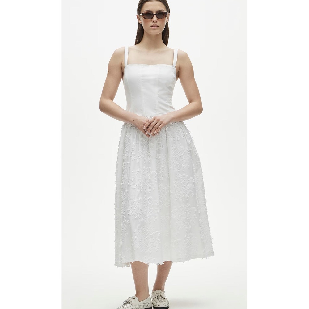 J CREW SIZE 12 Collection drop-waist dress with embroidered poplin skirt CW083